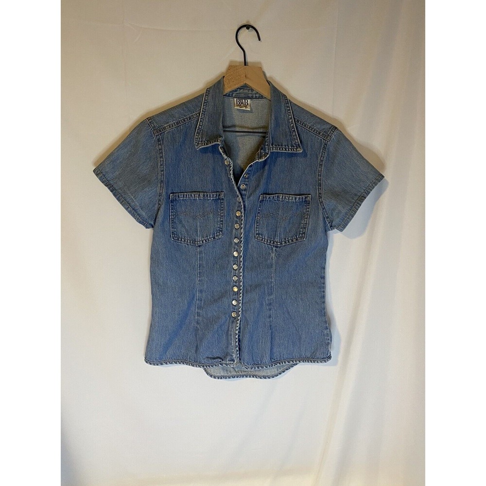 Denim Pearl Snap Button Down Shirt - Cowboy Boho